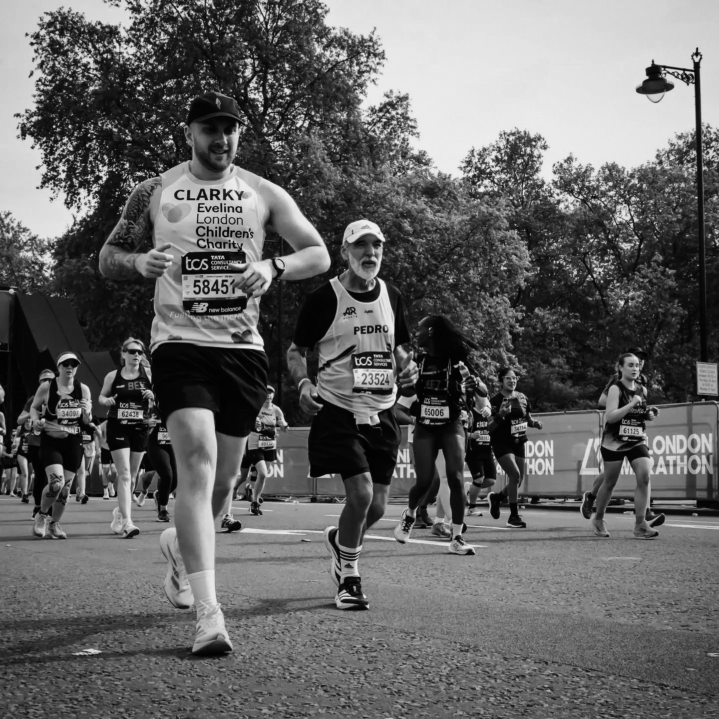 Runners on the London Marathon course.